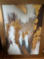Goud abstract schilderij met bladgoud, Ophalen