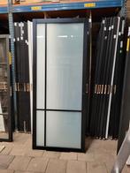 93x231,5cm Binnendeur opdek L Staallook zwart mat glas SK47