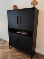 Zwart eiken buffetkast Goossens H170 x B110 x D45cm, Huis en Inrichting, Kasten | Buffetkasten, Ophalen, 100 tot 150 cm, Eikenhout
