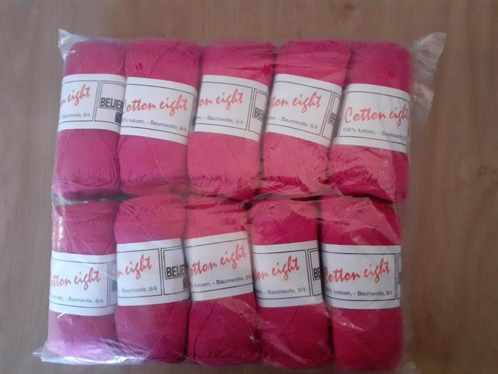 Te koop: 10 bollen cotton light. Kleur hard roze., Hobby en Vrije tijd, Breien en Haken, Nieuw, Breien of Haken, Wol of Garen