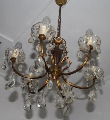 Kroonluchter hanglamp met kristallen pegels.  beschikbaar voor biedingen