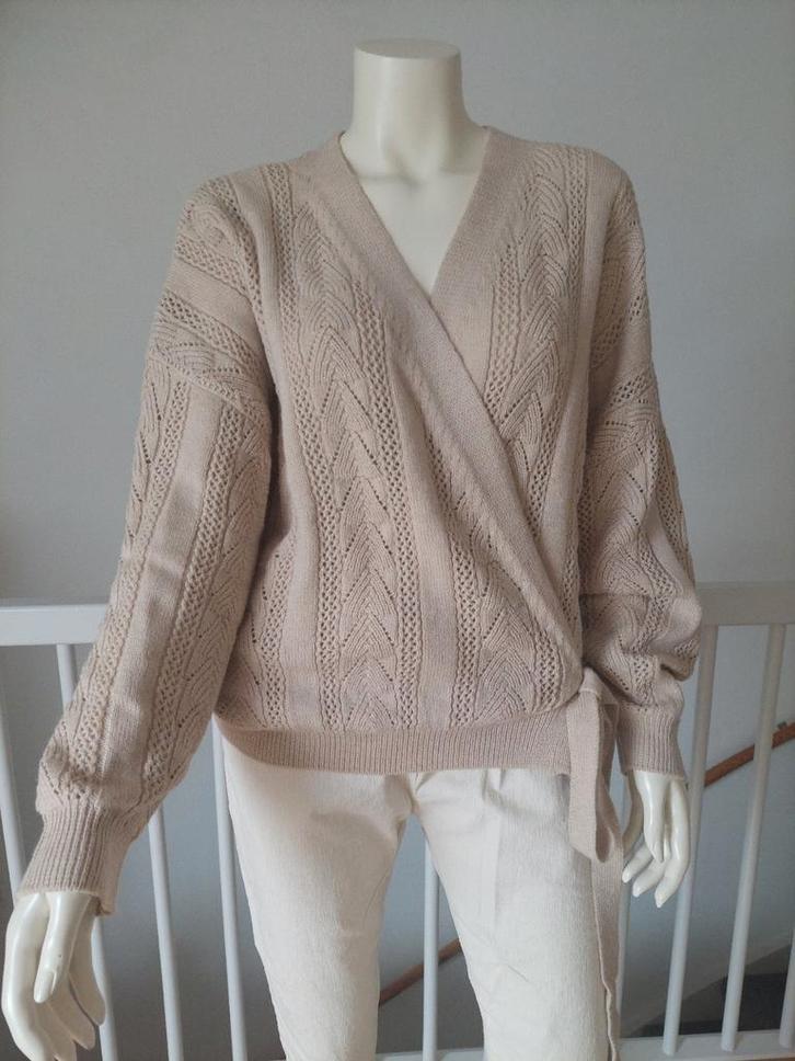 Overslag trui beige ajour Maat XL Nieuwstaat MS mode, Kleding | Dames, Truien en Vesten, Zo goed als nieuw, Maat 46/48 (XL) of groter