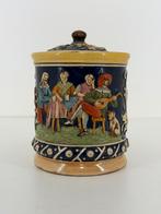 Duits steengoed potje met deksel | reliëf decoratie, Ophalen of Verzenden