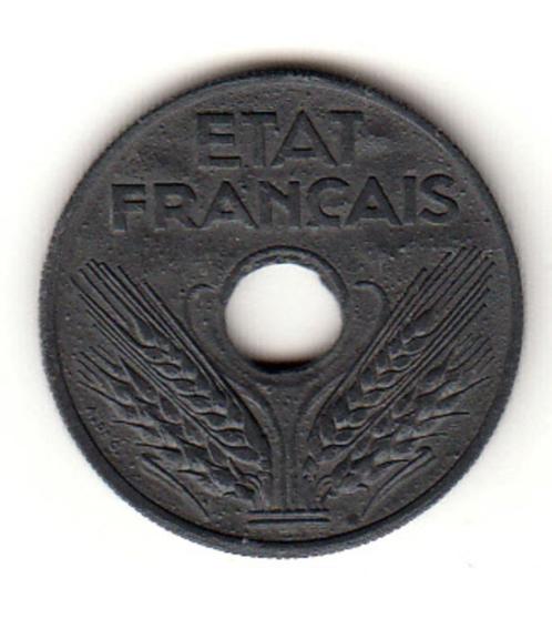 Frankrijk - Vichy 20 Centimes 1943 XF Thic Flan - KM#900.1, Postzegels en Munten, Munten | Europa | Niet-Euromunten, Frankrijk