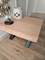 Salontafel zwarte stalen x poot en houten blad, Huis en Inrichting, Tafels | Salontafels, Ophalen, 50 tot 100 cm, Zo goed als nieuw