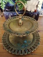 Antiek koper etagere zwaar patina groen handvat Mod Dep 29, Antiek en Kunst, Curiosa en Brocante, Ophalen of Verzenden