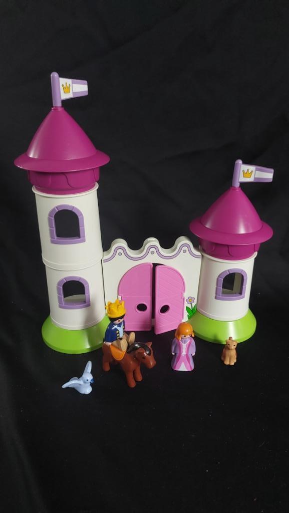 Playmobil 123 Kasteel met stapeltoren met koningskoppel 9389, Kinderen en Baby's, Speelgoed | Playmobil, Zo goed als nieuw, Complete set