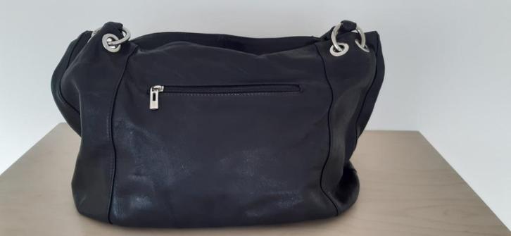 “Vera Pelle” zwart leren tas, Sieraden, Tassen en Uiterlijk, Tassen | Damestassen, Zo goed als nieuw, Zwart, Ophalen of Verzenden