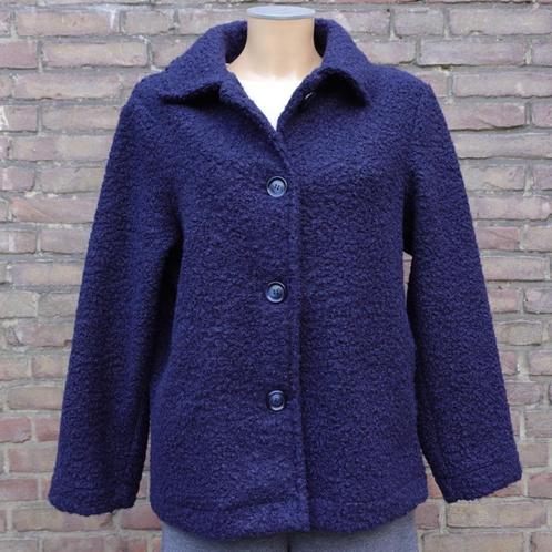 Rich & Royal marineblauw bouclé jasje met drie knopen, maat, Kleding | Dames, Jasjes, Kostuums en Pakken, Zo goed als nieuw, Jasje