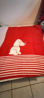 Vintage deken rood wit hond, Ophalen of Verzenden, Zo goed als nieuw
