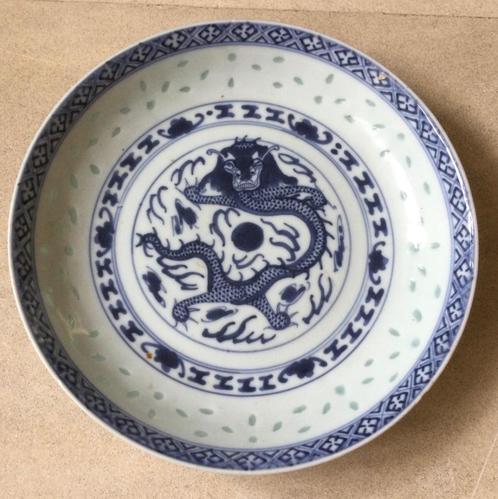 Chinees Wanyu rijstkorrel bord draak met 5 klauwen gemerkt, Antiek en Kunst, Kunst | Niet-Westerse kunst, Verzenden