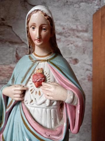 Antiek brocant Mariabeeld heilig hart €45 beschikbaar voor biedingen