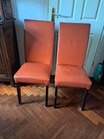 zien en zitten nog prima., Huis en Inrichting, Stoelen, Ophalen, Gebruikt, Bruin, Leer