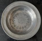 Brocante schaal bord massief tin, Ophalen of Verzenden
