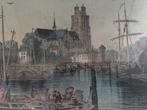 Antieke handgekleurde gravure “Dordrecht” 1850, Antiek en Kunst, Ophalen of Verzenden