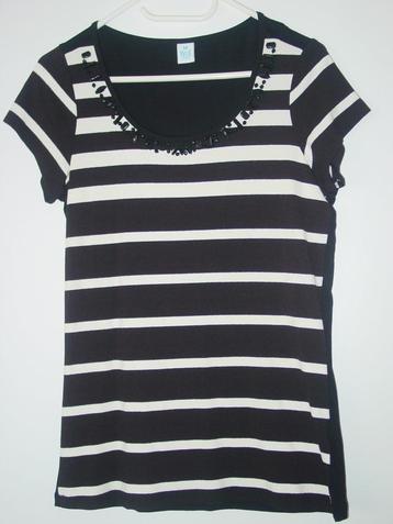 Zwart/wit gestreept shirt, maat M, MS mode beschikbaar voor biedingen