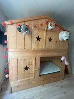 Kinder stapelbed steigerhout huisje 3 slaapplaatsen, Ophalen of Verzenden, Zo goed als nieuw, Stapelbed