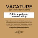 Verkoper herenafdeling, kledingwinkel Morselt Mode, 33 - 40 uur, Vast contract