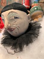 Antiek Pierrot hoofd, Ophalen of Verzenden