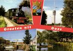 Groeten uit Goes - 4 afb + wapen - 1980 gelopen, Verzamelen, Ansichtkaarten | Nederland, Ophalen of Verzenden, 1960 tot 1980, Gelopen
