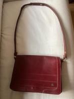 Bordeaurode handtas / schoudertas- leer - 5 vakken, Ophalen of Verzenden, Zo goed als nieuw, Rood, Handtas