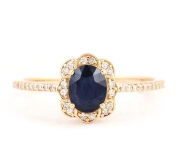 14K / 0.99ct  Sapphire – 0.12ct (natural) diamonds beschikbaar voor biedingen