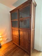 Teak vitrinekast met glazen deuren, Ophalen, Gebruikt, 100 tot 150 cm, Teakhout