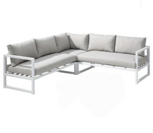Lounge hoekbank tuin – 3-delig aluminium set, goede staat, Tuin en Terras, Tuinsets en Loungesets, Zo goed als nieuw, Aluminium