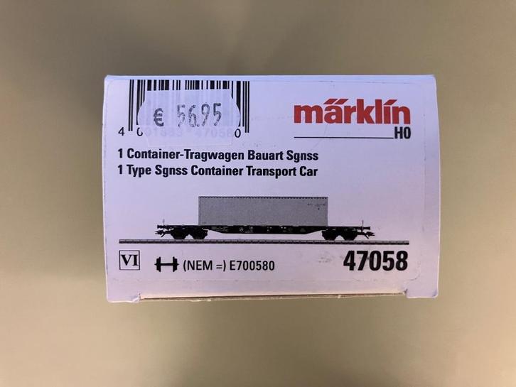 Märklin H0 / 47058 Containerwagen Sgnss, Ermewa, Hobby en Vrije tijd, Modeltreinen | H0, Zo goed als nieuw, Wagon, Wisselstroom