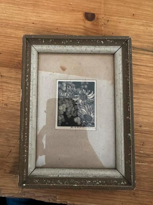 Ina Rahusen – originele ets “Strobloempjes” (ca. 1953), Antiek en Kunst, Kunst | Etsen en Gravures, Ophalen of Verzenden