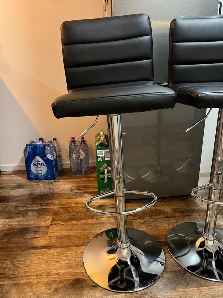 Moderne Barkruk Leeds - Zwart/Chroom, Huis en Inrichting, Barkrukken, Nieuw, 90 cm of meer, Metaal, 1 kruk, In hoogte verstelbaar