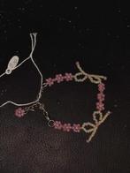 Handgemaakte Roze & Witte/beige Bloemenarmband, Ophalen of Verzenden, Nieuw, Roze