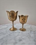 Set Vintage messing koperen waxinelichthouders, Ophalen of Verzenden, Koper of Brons
