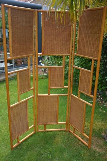 Vintage bamboe kamerscherm 3 delig uit jaren 70, 180cm hoog beschikbaar voor biedingen