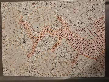 De wachters van de kruinen a3 abstrakte kunst tekening  beschikbaar voor biedingen