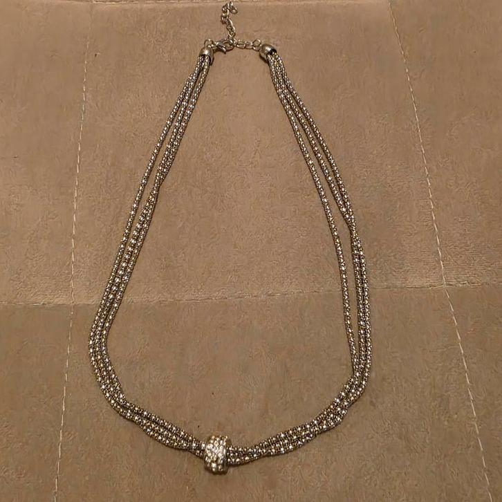 Prachtige Multi-stand-ketting met hanger, Sieraden, Tassen en Uiterlijk, Kettingen, Zilver, Met hanger, Ophalen of Verzenden