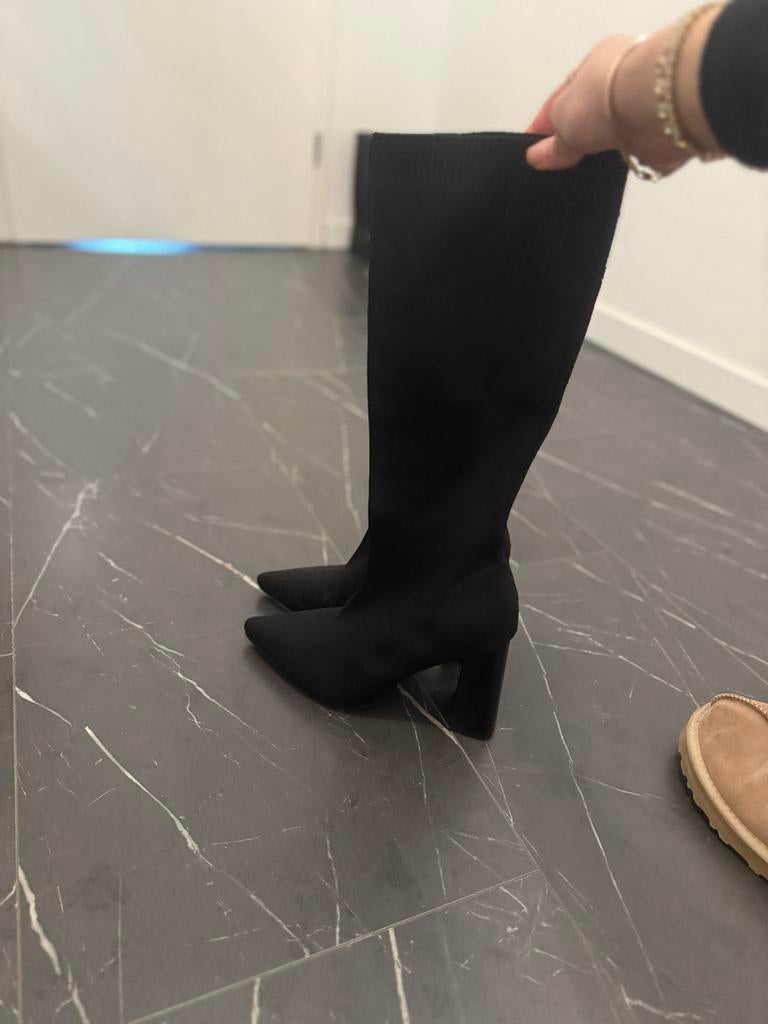 Zwarte Hakken Laarzen Maat 38, Kleding | Dames, Schoenen, Ophalen of Verzenden, Zo goed als nieuw, Zwart, Hoge laarzen