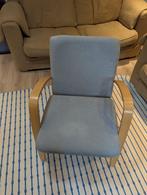 Blauwe stoel, Huis en Inrichting, Fauteuils, Ophalen, Hout, Gebruikt, 75 tot 100 cm