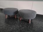 2 Handgemaakte Krukjes - Grijs met Houten Poten, Ophalen of Verzenden, Zo goed als nieuw, Hout