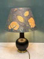 Vintage tafellamp zwart bloemen messing floral van Gogh, Metaal, Gebruikt, Vintage, Ophalen of Verzenden