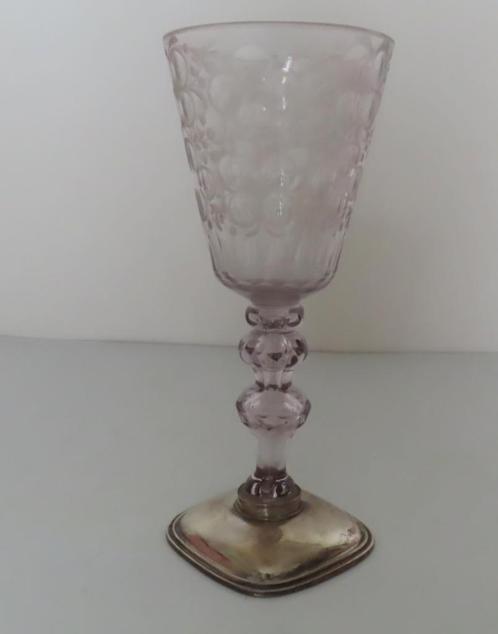 Antieke 18e eeuwse kristallen geëtste gelegenheidsglas, incl, Antiek en Kunst, Antiek | Glas en Kristal, Verzenden