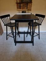 Zwarte Bartafel met 2 Stoelen, Huis en Inrichting, Ophalen, Gebruikt, Modern, Minder dan 4 stoelen