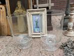 Set van 2 glazen vazen/windlichten, Ophalen of Verzenden