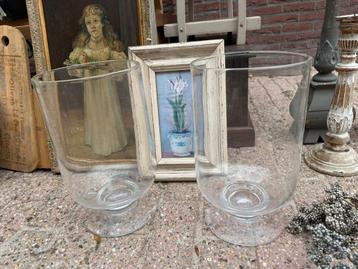Set van 2 glazen vazen/windlichten beschikbaar voor biedingen