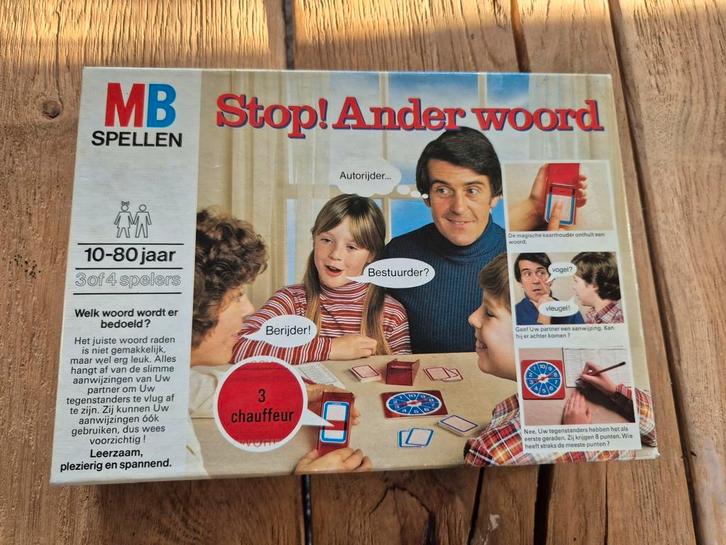 Stop! Ander woord leuk M.B spel uit 1978, Hobby en Vrije tijd, Gezelschapsspellen | Overige, Zo goed als nieuw, Ophalen of Verzenden