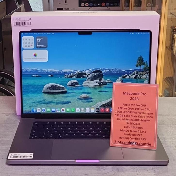 Macbook Pro 2023 16Inch M2 Pro 12C CPU/19C GPU/16GB/512GBSSD, Computers en Software, Apple Macbooks, Gebruikt