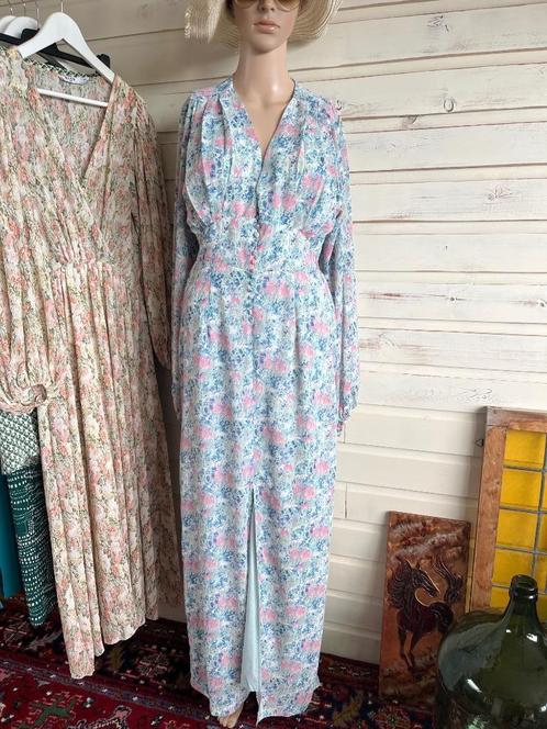 Freebird maxi jurk blauw roze bliemetjes dessin maat 36, Kleding | Dames, Jurken, Gedragen, Maat 36 (S), Blauw, Onder de knie