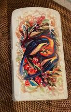 Prachtig oud blik vogels trommel vintage retro, Verzamelen, Blikken, Ophalen of Verzenden, Gebruikt, Overige