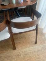 Houten Walnoot Stoelen met Stoffen Zitting - Set van 6 stuks, Huis en Inrichting, Stoelen, Ophalen, Twee, Bruin, Zo goed als nieuw