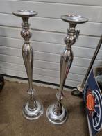 kaarsenkandelaren zilver aluminium 2 stuks, Ophalen of Verzenden, 'T Olde Gre-j, Info@toldegrej.nl, Endepoelstraat 20f Didam